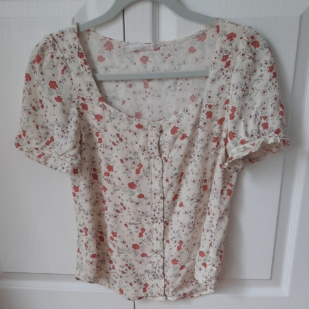 Elodie Cream and Red Floral Blouse